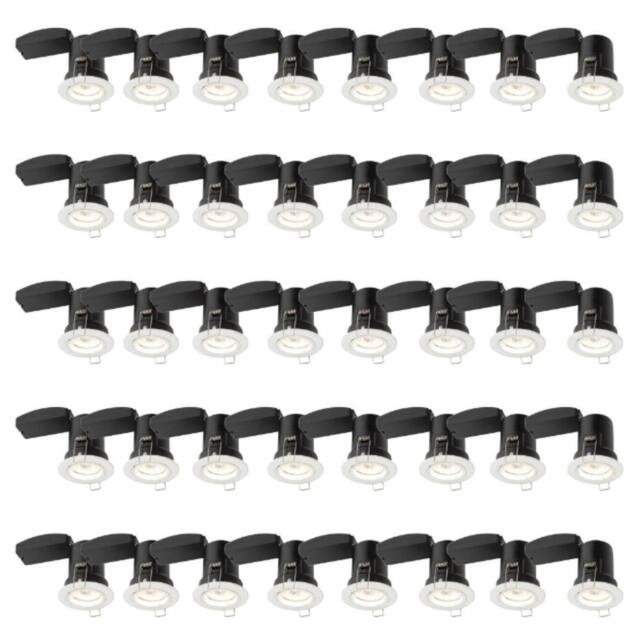 First Choice Lighting Set of 40 Fire Rated Downlights - White Fixed GU10 Recessed Downlights - image 1