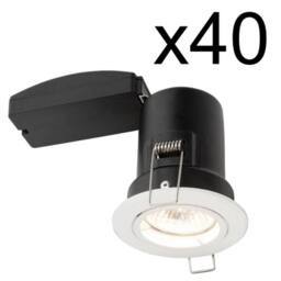 First Choice Lighting Set of 40 Fire Rated Downlights - White Fixed GU10 Recessed Downlights - thumbnail 2
