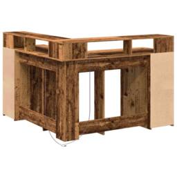 Berkfield Home Soft Desk with LED Lights Old Wood 130x130x91 cm Engineered Wood in Brown - Size: 130 x 130 x 91 cm - thumbnail 8