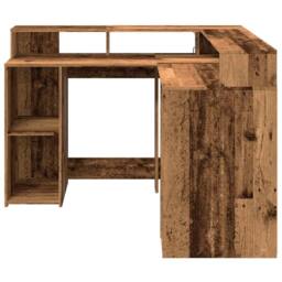 Berkfield Home Soft Desk with LED Lights Old Wood 130x130x91 cm Engineered Wood in Brown - Size: 130 x 130 x 91 cm - thumbnail 6