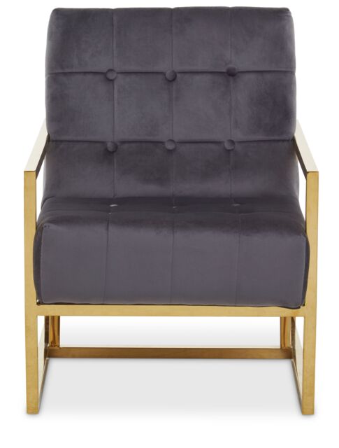 Orsina Black Velvet Arm Chair, Comfortable Armchair with Button tufting, Velvet Upholstery Lounge Chair for Home in Grey - image 1