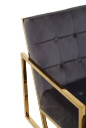 Orsina Black Velvet Arm Chair, Comfortable Armchair with Button tufting, Velvet Upholstery Lounge Chair for Home in Grey - thumbnail 5