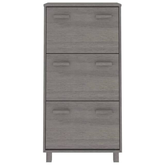 Berkfield Home Shoe Cabinet HAMAR Light Grey 59.5x35x117 cm Solid Wood Pine - image 1