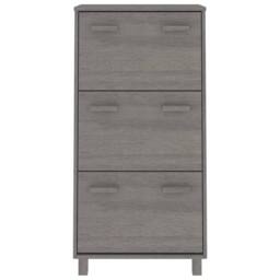 Berkfield Home Shoe Cabinet HAMAR Light Grey 59.5x35x117 cm Solid Wood Pine - thumbnail 1