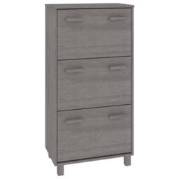 Berkfield Home Shoe Cabinet HAMAR Light Grey 59.5x35x117 cm Solid Wood Pine - thumbnail 3