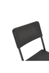 Garden Sanctuary Set of 2 Outdoor Rattan Plastic Folding Chairs Black - thumbnail 8