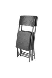 Garden Sanctuary Set of 2 Outdoor Rattan Plastic Folding Chairs Black - thumbnail 5