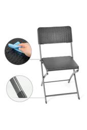 Garden Sanctuary Set of 2 Outdoor Rattan Plastic Folding Chairs Black - thumbnail 3