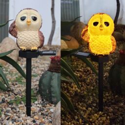 Leaper Saluting Owl LED Solar Outdoor Landscape Garden Decoration Light in White - thumbnail 2
