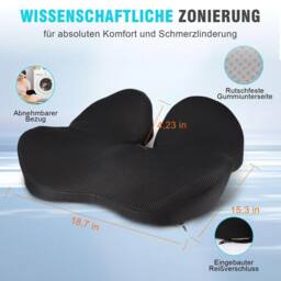 NESTLUNE Seat Cushion Chair Cushion 46x40x12cm Car Seat in Black - Size: 100 cm x 190 cm - thumbnail 2