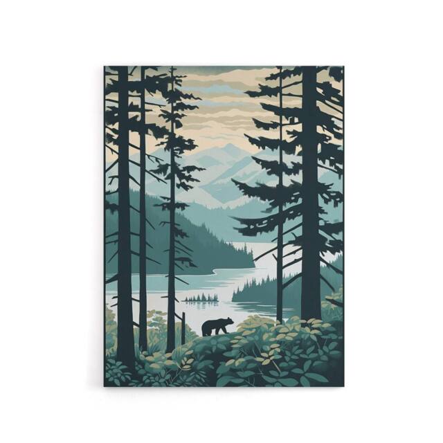 "Artery8 Great Bear Rainforest Coastal Landscape Canvas Wall Art Print in Blue - Size: W18"" x H24""" - image 1
