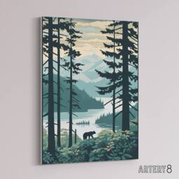 "Artery8 Great Bear Rainforest Coastal Landscape Canvas Wall Art Print in Blue - Size: W18"" x H24""" - thumbnail 2