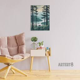 "Artery8 Great Bear Rainforest Coastal Landscape Canvas Wall Art Print in Blue - Size: W18"" x H24""" - thumbnail 3