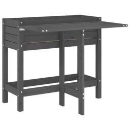 Berkfield Home Garden Planter with Folding Tabletop Grey Solid Wood Pine - thumbnail 2