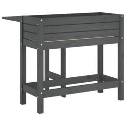 Berkfield Home Garden Planter with Folding Tabletop Grey Solid Wood Pine - thumbnail 6