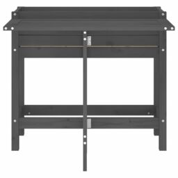 Berkfield Home Garden Planter with Folding Tabletop Grey Solid Wood Pine - thumbnail 4