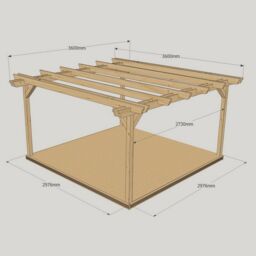 Rutland County Garden Furniture Ltd Double Garden Pergola & Decking Kit, L360 x W360 cm, Rustic Brown in Light Green - thumbnail 3