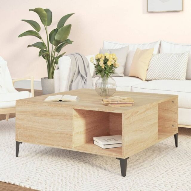 Berkfield Home Coffee Table Sonoma Oak 80x80x36.5 cm Engineered Wood in Brown - image 1