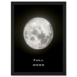 Artery8 Phases of the Moon Astronomy Full Moon Lunar Space Poster Artwork Framed Wall Art Print A4 in Black - thumbnail 1