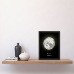 Artery8 Phases of the Moon Astronomy Full Moon Lunar Space Poster Artwork Framed Wall Art Print A4 in Black - thumbnail 2
