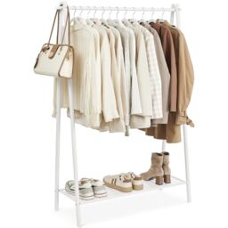 SONGMICS Metal Garment Rack with Shelf for Bedroom or Laundry in White - thumbnail 7