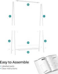 SONGMICS Metal Garment Rack with Shelf for Bedroom or Laundry in White - thumbnail 6