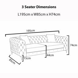 Sofaya Monaco Chesterfield Velvet Cushions Sofa 3 Seater Couch in Cream - thumbnail 6