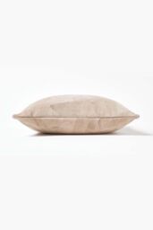 Homescapes Real Leather Suede Cushion with Feather Filling in Cream - Size: 45 cm x 45 cm - thumbnail 2