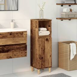Berkfield Home Durable Bathroom Cabinet Old Wood 30x30x100 cm Engineered Wood in Brown - Size: 30 x 30 x 100 cm - thumbnail 2