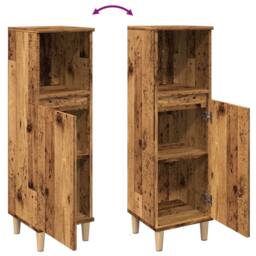 Berkfield Home Durable Bathroom Cabinet Old Wood 30x30x100 cm Engineered Wood in Brown - Size: 30 x 30 x 100 cm - thumbnail 8
