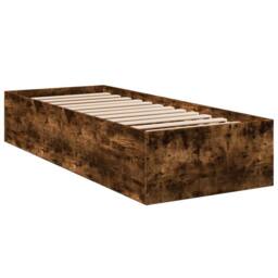 Berkfield Home Modern Bed Frame without Mattress Smoked Oak 100x200 cm in Brown - thumbnail 6