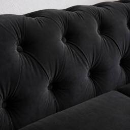 Sofaya Hampton 4 Seater L Shape Chesterfield Sofa Velvet Left Hand Chaise in Black - Size: 4 Person - thumbnail 6