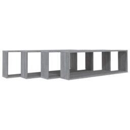 Berkfield Home Wall Cube Shelves 4 pcs Grey Sonoma 100x15x30 cm Engineered Wood - Size: 100 x 15 x 30 cm - thumbnail 3
