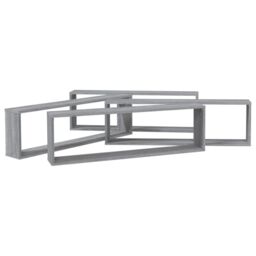 Berkfield Home Wall Cube Shelves 4 pcs Grey Sonoma 100x15x30 cm Engineered Wood - Size: 100 x 15 x 30 cm - thumbnail 4