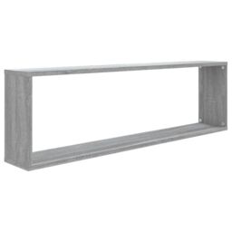 Berkfield Home Wall Cube Shelves 4 pcs Grey Sonoma 100x15x30 cm Engineered Wood - Size: 100 x 15 x 30 cm - thumbnail 5