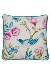 Dreams & Drapes 'Amelle' Outdoor Water & UV Resistant Garden Filled Bench Cushion in Blue - Size: 43 cm x 43 cm - thumbnail 3