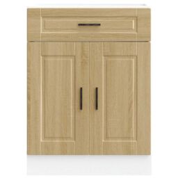 Berkfield Home Kitchen Base Cabinet¬†Porto Sonoma Oak Engineered Wood in Brown - thumbnail 4