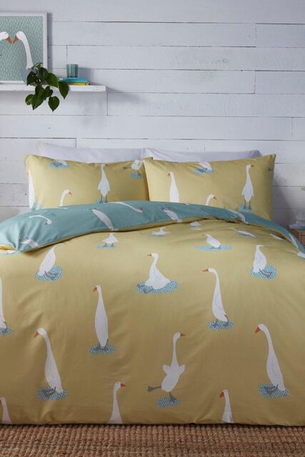 Fusion 'Puddles The Duck' Easy Care Reversible Duvet Cover Set in Yellow - Size: Double - image 1