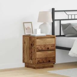 Berkfield Home Modern Bedside Cabinets with LED Lights 2 pcs Old Wood 39x34.5x50 cm in Brown - thumbnail 2