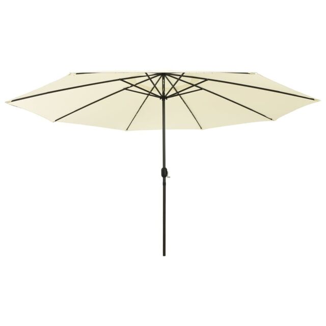 Berkfield Home Outdoor Parasol with LED Lights & Metal Pole 400 cm Sand in Beige - image 1