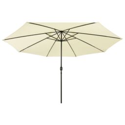 Berkfield Home Outdoor Parasol with LED Lights & Metal Pole 400 cm Sand in Beige - thumbnail 3
