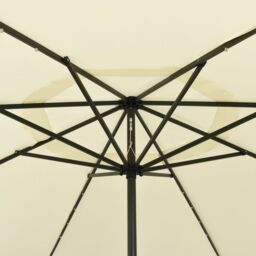 Berkfield Home Outdoor Parasol with LED Lights & Metal Pole 400 cm Sand in Beige - thumbnail 4