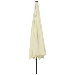 Berkfield Home Outdoor Parasol with LED Lights & Metal Pole 400 cm Sand in Beige - thumbnail 5