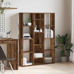 Berkfield Home Room Divider/Book Cabinet Old Wood 100x24x140 cm Engineered Wood in Brown - Size: 100 x 24 x 140 cm - thumbnail 3
