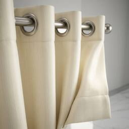HOME LUXE INTERIOR Cream Faux Silk Fully Lined Eyelet Curtains - 1 Pair - Size: 167 cm width x 137 cm drop - thumbnail 5