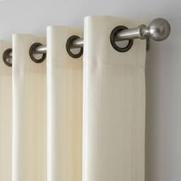 HOME LUXE INTERIOR Cream Faux Silk Fully Lined Eyelet Curtains - 1 Pair - Size: 167 cm width x 137 cm drop - thumbnail 6