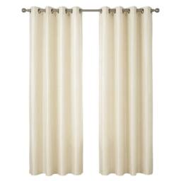 HOME LUXE INTERIOR Cream Faux Silk Fully Lined Eyelet Curtains - 1 Pair - Size: 167 cm width x 137 cm drop