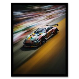 Artery8 Wall Art Print Motorsport Sports Car Racing Motion Blur Speed Artwork Art Framed - Size: A4 - thumbnail 1