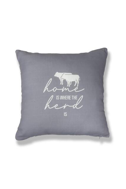 Martex Filled Cushion 100% Polyester - 45 x 45cm - Home is where the herd is in Grey - Size: 45 cm x 45 cm - image 1
