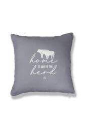 Martex Filled Cushion 100% Polyester - 45 x 45cm - Home is where the herd is in Grey - Size: 45 cm x 45 cm - thumbnail 1